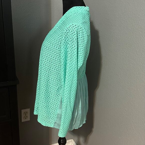 Kim Rogers Cardigan Womens Medium Mint Green Open Front Lightweight Casual Chic - Picture 5 of 7
